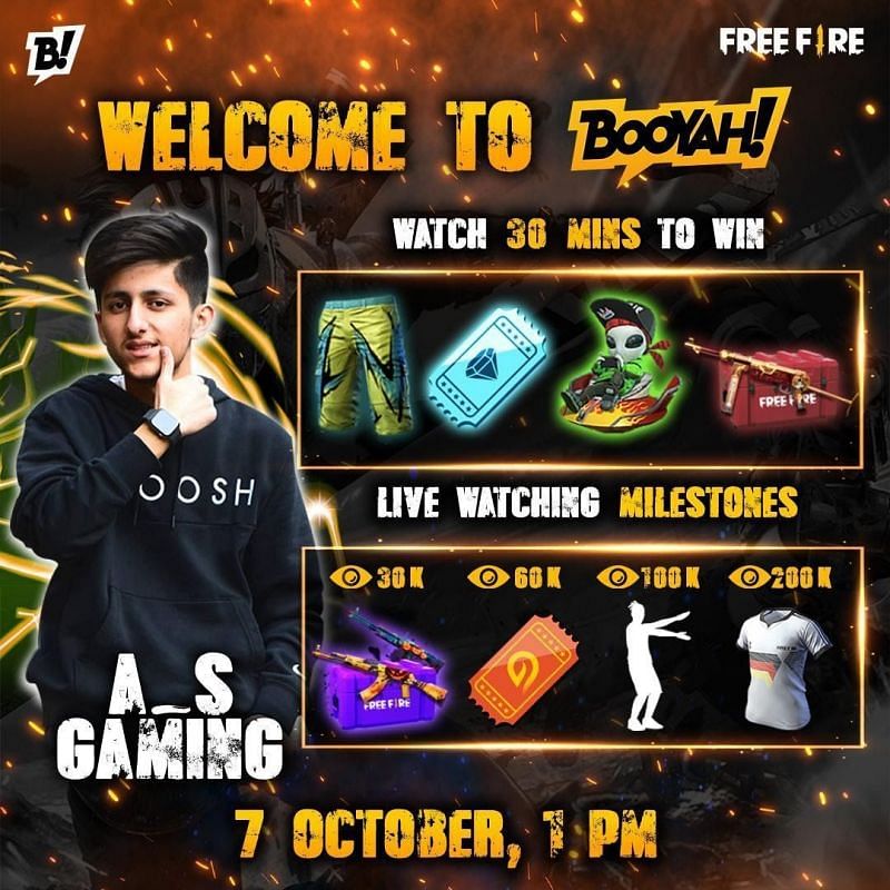 Tune into Booyah on 7th October 2021 at 1 PM to watch your favorite free fire player