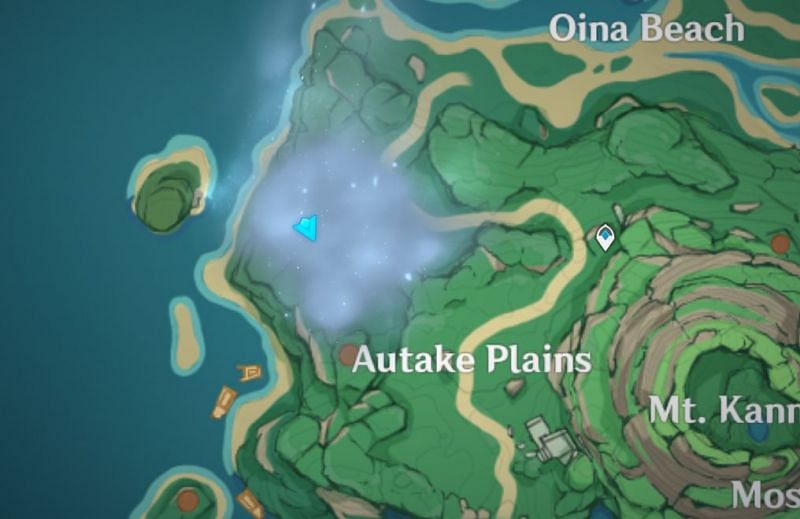 The first feather&#039;s location (Image via Genshin Impact)
