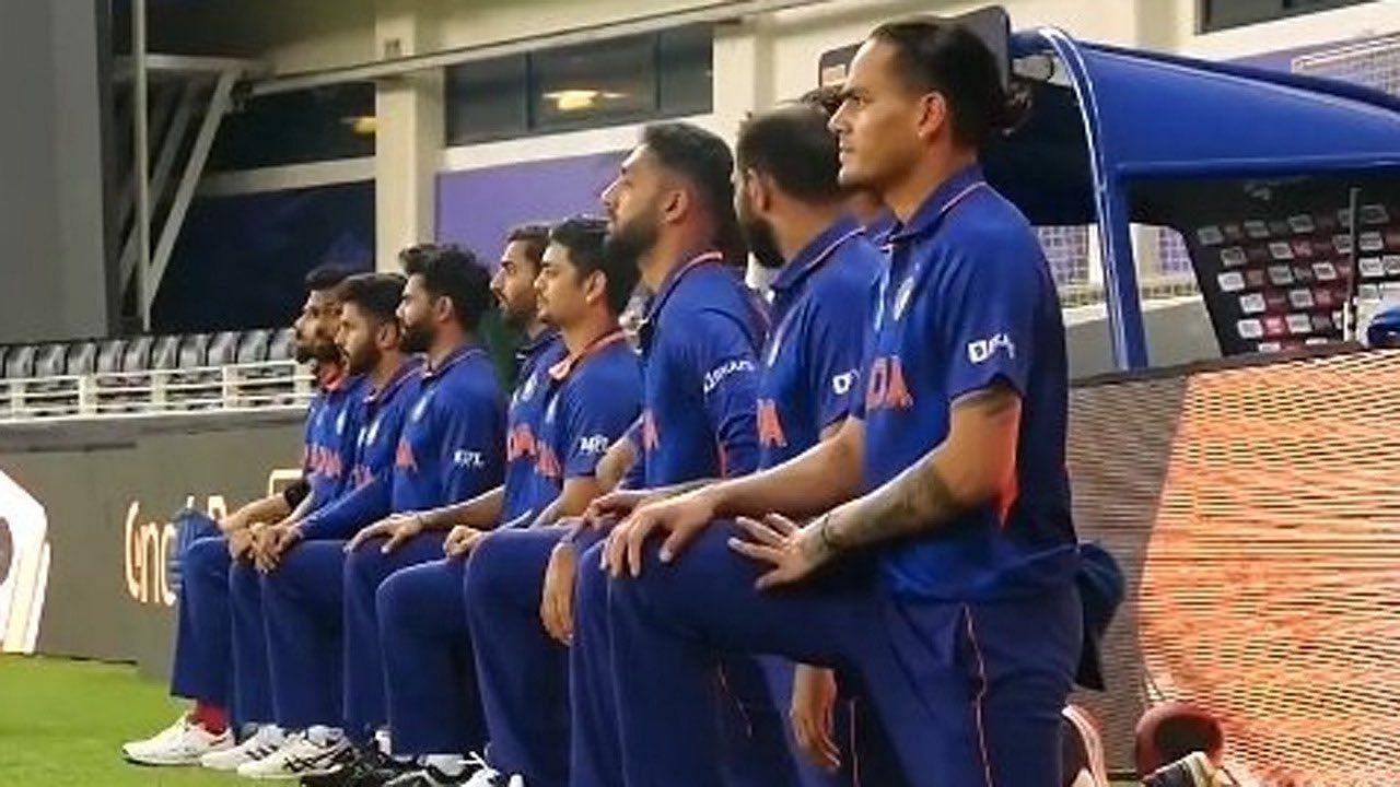 Indian players taking a knee on Sunday.