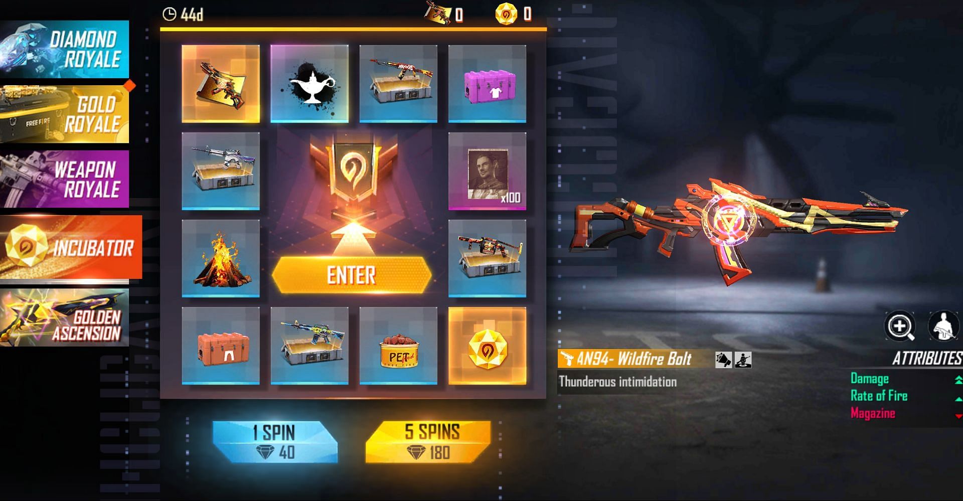 Spin using diamonds to have a chance at obtaining the tokens (Image via Free Fire)