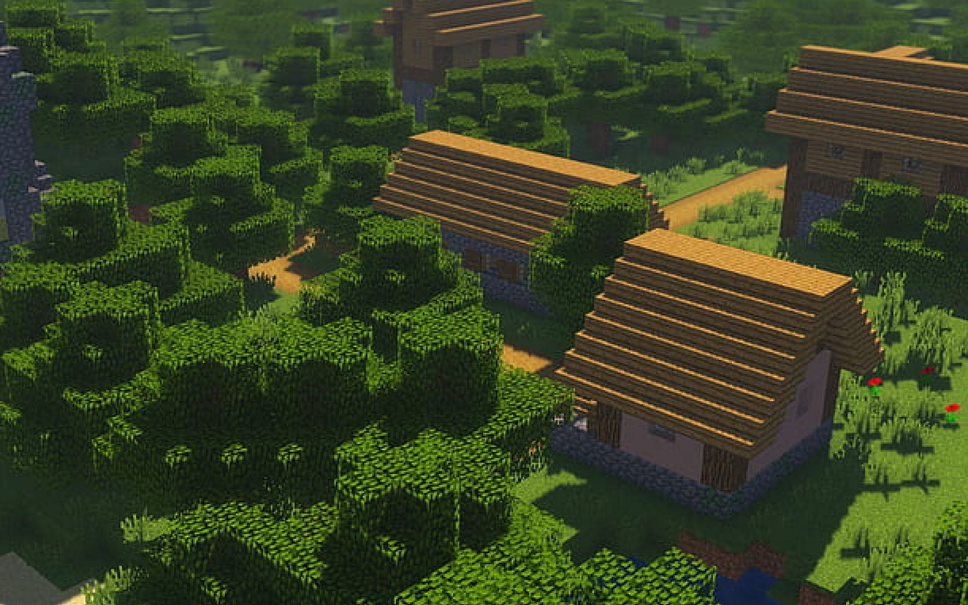 A village in-game (Image via Minecraft)