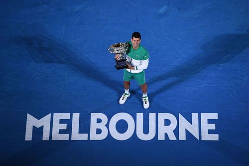 Novak Djokovic with his 2021 Australian Open title