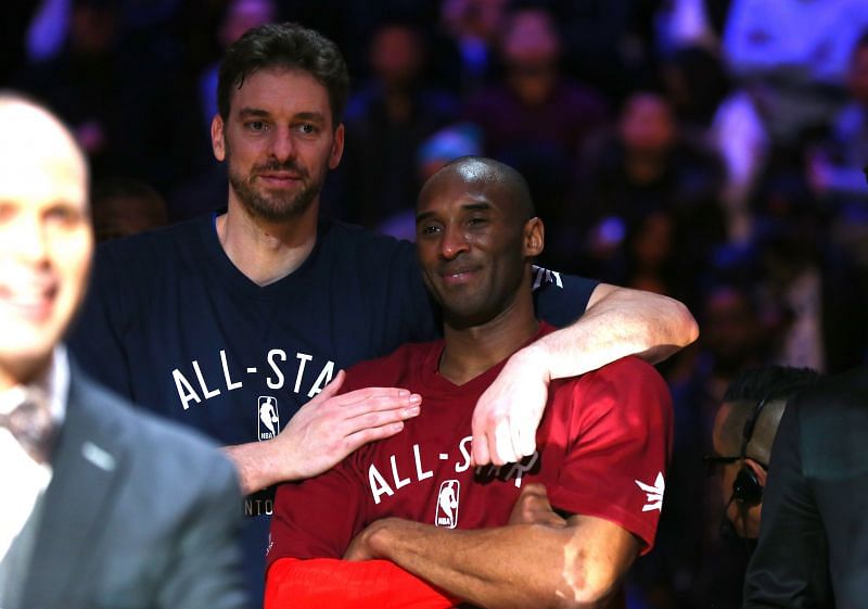 Pau Gasol and longtime friend Kobe Bryant at NBA All-Star Game 2016