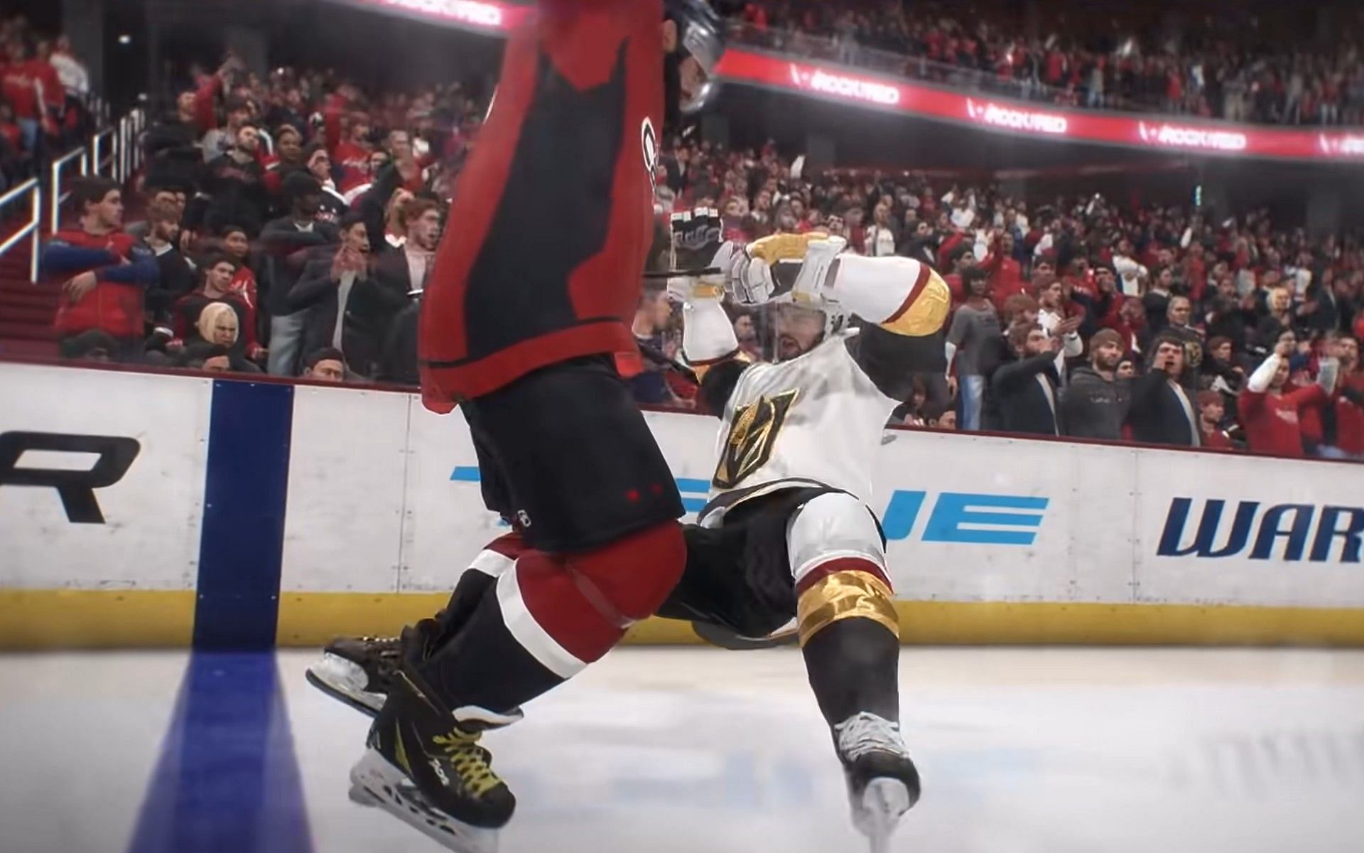 Throwing out punches is a classic on the ice. (Image via Electronic Arts)