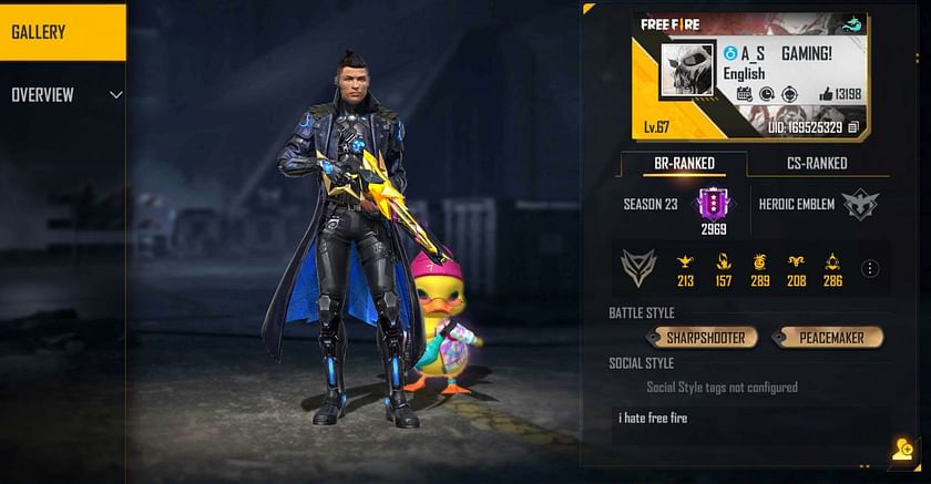 AS Gaming's in-game Free Fire ID, stats, real name, country, and more