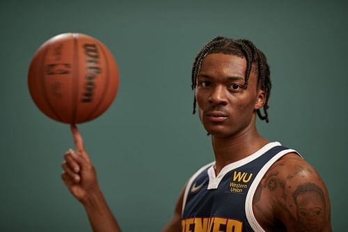 Denver Nuggets rookie Nah'Shon "Bones" Hyland at the 2021 NBA Rookie Photo Shoot