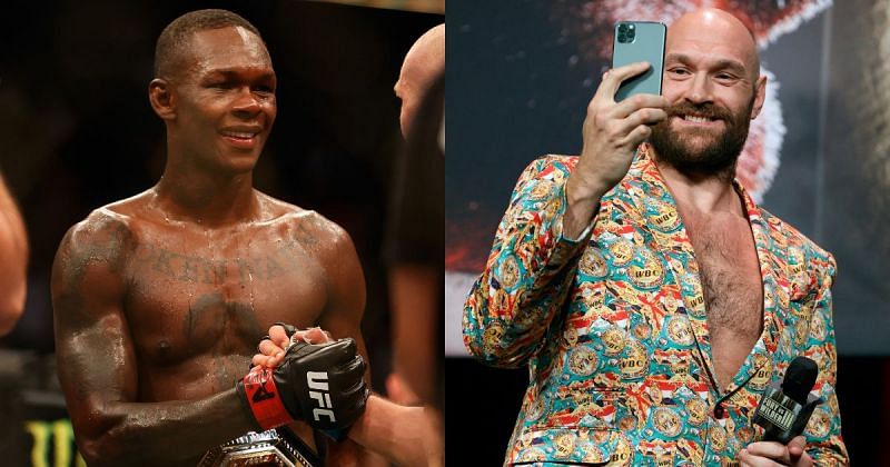 UFC middleweight champion Israel Adesanya (left) and WBC heavyweight titleholder Tyson Fury (right)