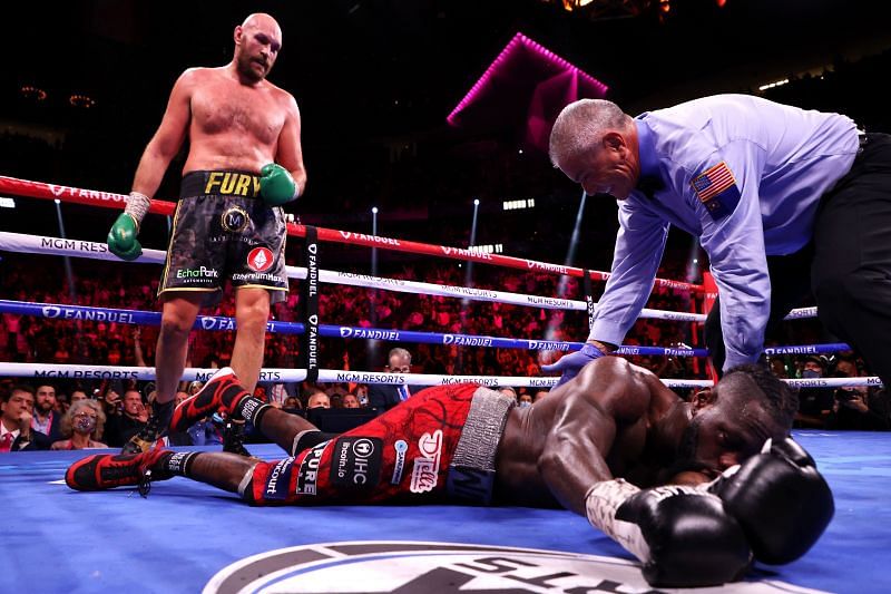 Tyson Fury knocks Deontay Wilder out in the eleventh round.