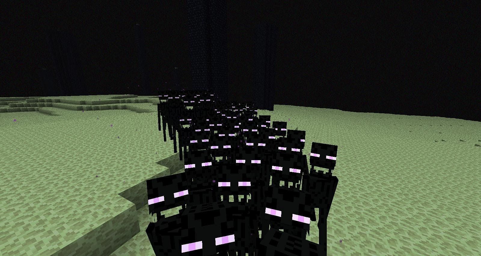 A haunting of Endermen (Image via Minecraft)
