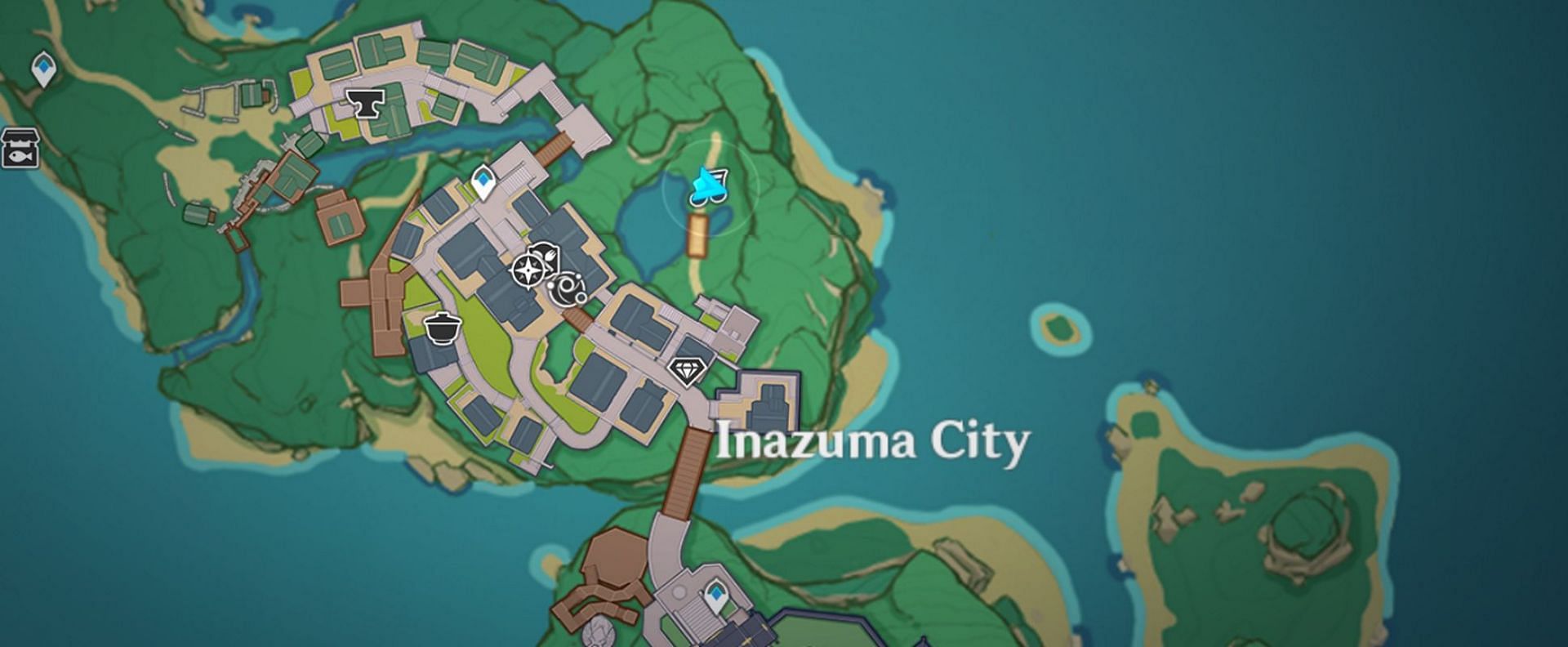 This performance is marked on the map in this location (Image via Genshin Impact)