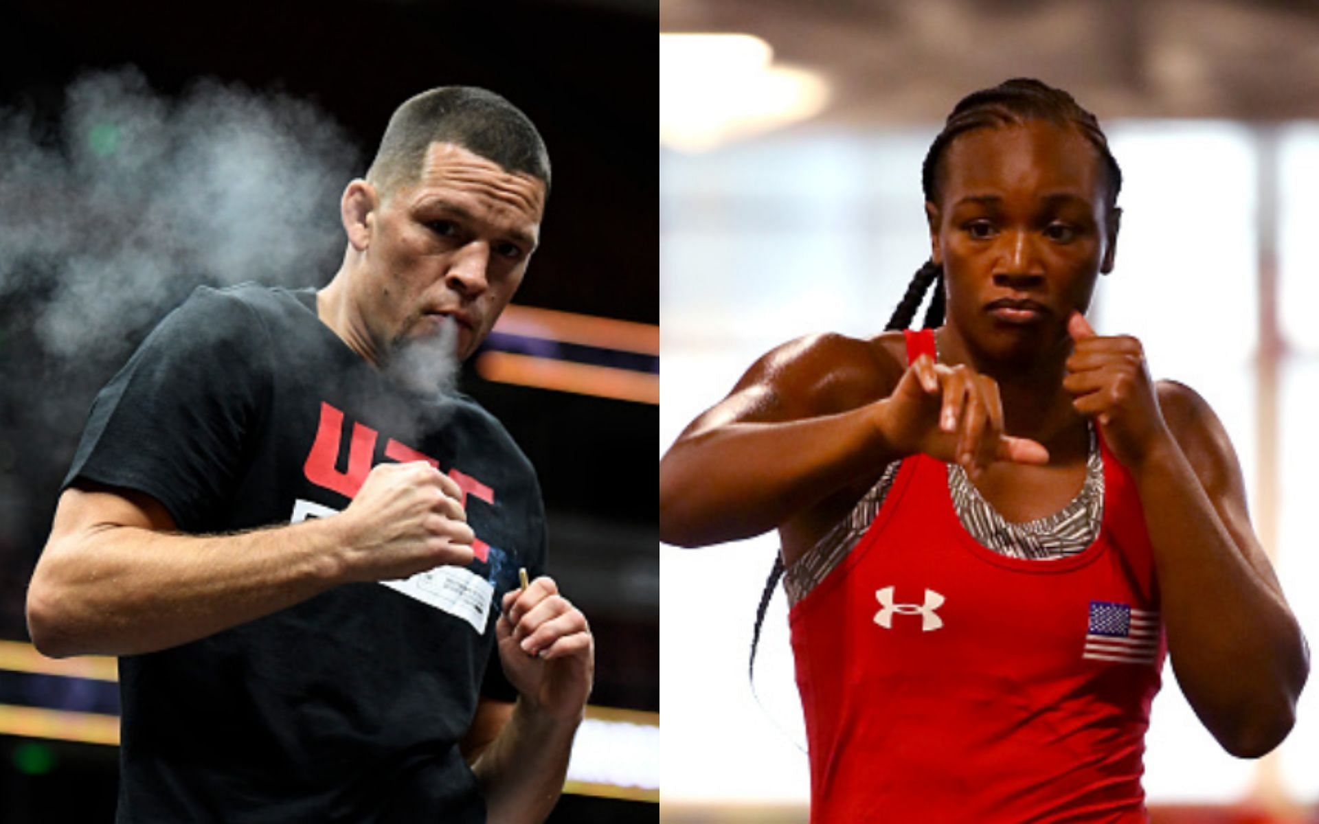 Nate Diaz (left); Claressa Shields (right)