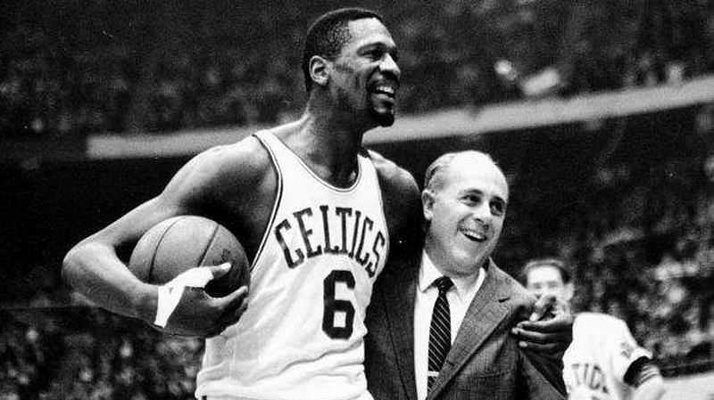 Boston Celtics coach Red Auerbach with Bill Russell