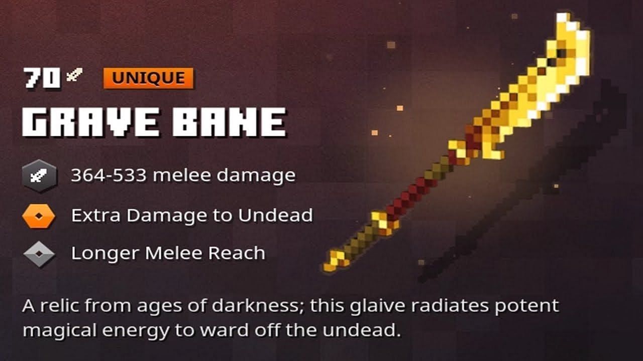 The Grave Bane has really strong stats, making it an excellent choice (Image via Minecraft)