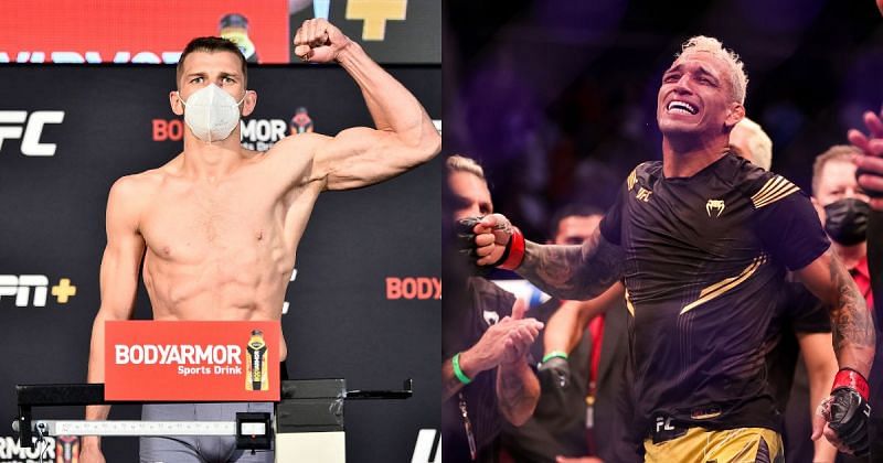 UFC lightweight fighters Dan Hooker (left) and Charles Oliveira (right)