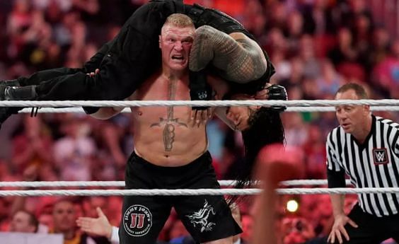 Current Universal Champion Roman Reigns and Brock Lesnar in a One-On-One match at WM 31