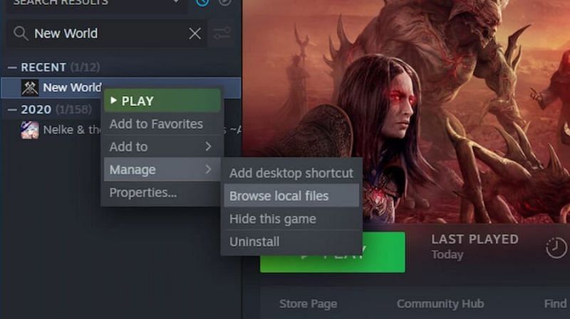 New World in the Steam Library. (Image via Valve)