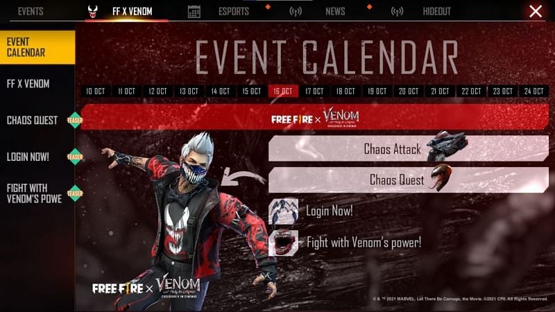This is the event calendar (Image via Free Fire)