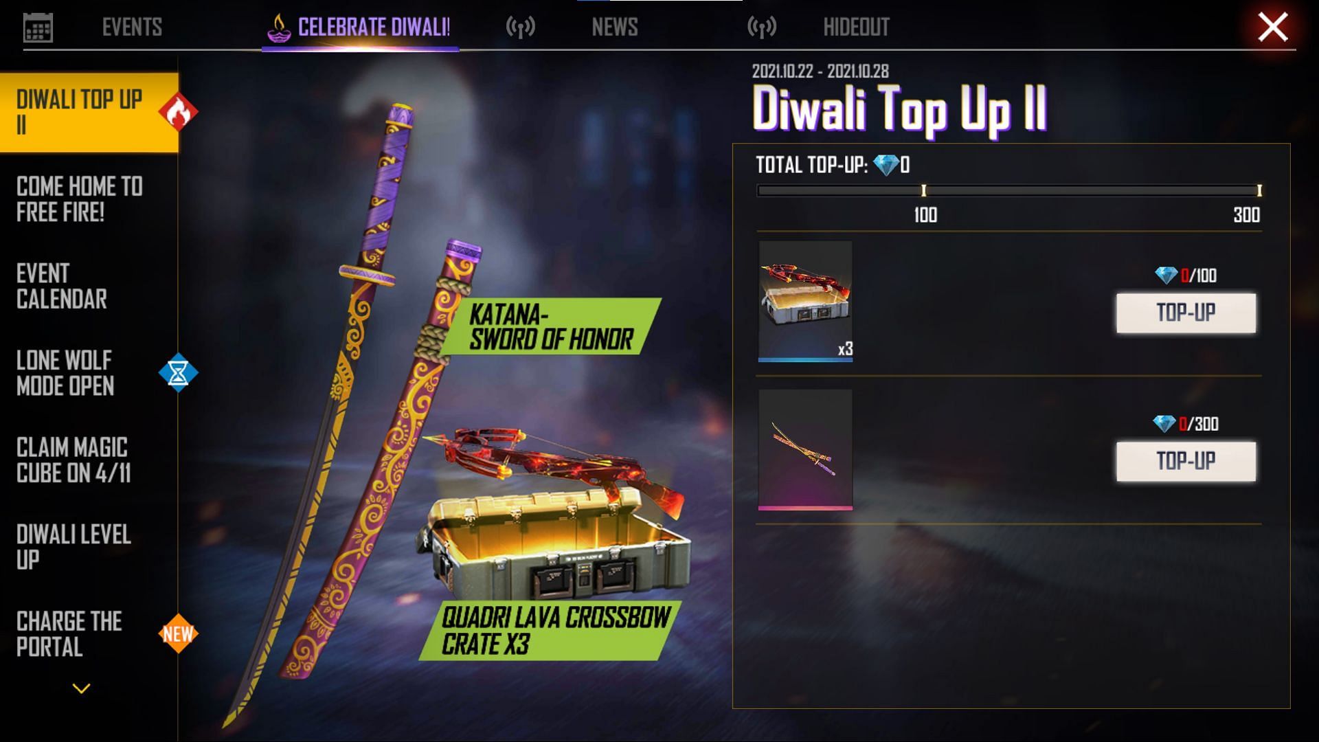 Diwali Top Up 2 will be ending in two days (Image via Free Fire)