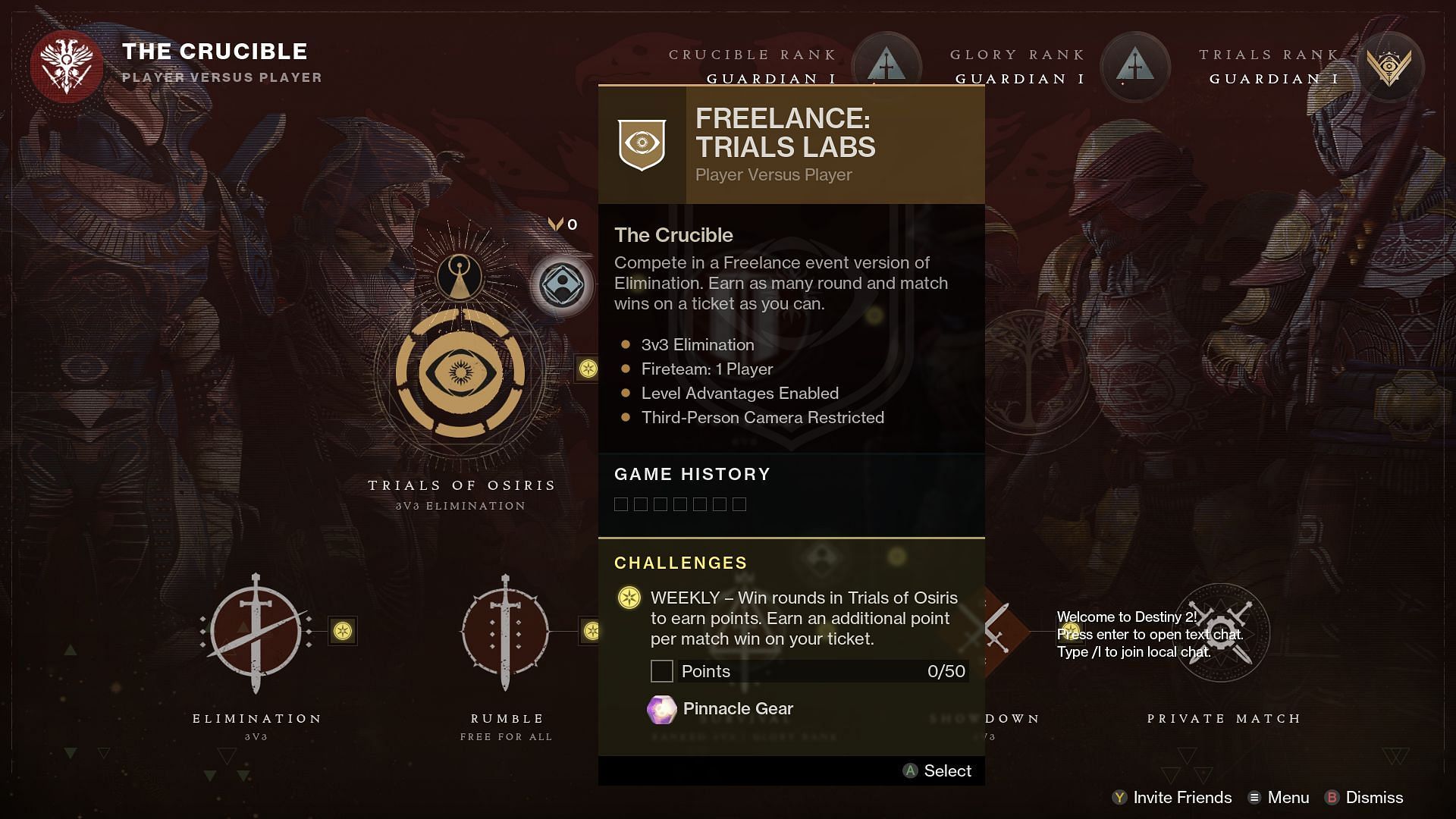 Destiny 2 Trials of Osiris Freelance (Image via Bungie)