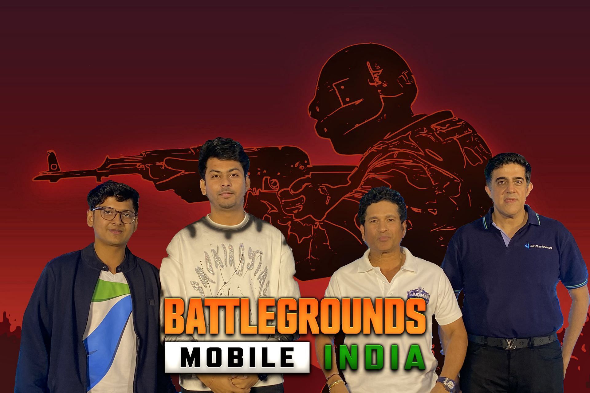 Sachin Tendulkar posed with popular BGMI gamers and the CEO of JetSynthesys (Image vis Sportskeeda)