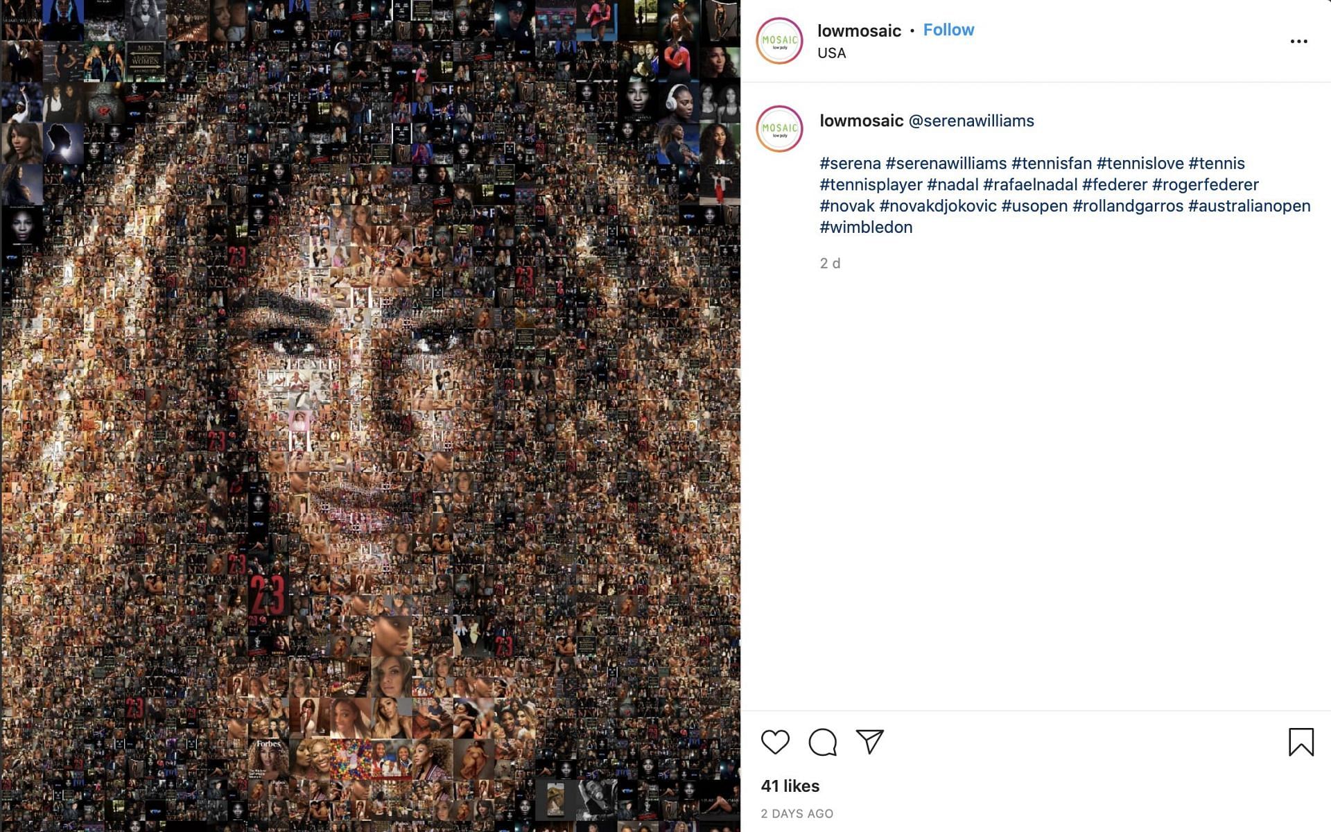 Serena Williams' mosaic created by @lowmosaic