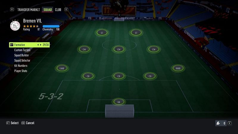 5-3-2 formation. (Images via: FIFA 22)