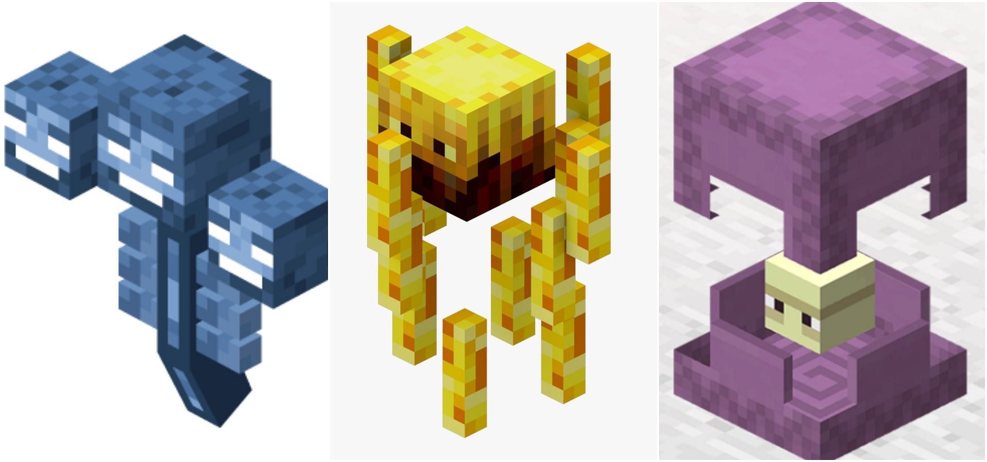 Wither, Blaze and Shulker in Minecraft (Image via Sportskeeda)