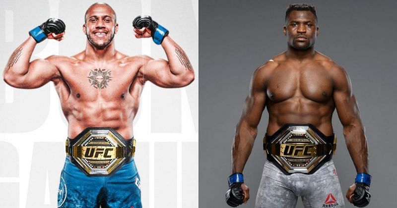 Ciryl Gane (left), Francis Ngannou (right) [Images Courtesy: @espnmma via Twitter, @francisngannou via Instagram]