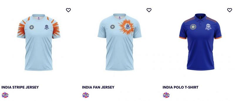 The team India fan jerseys on the official ICC store ahead of the ICC T20 World Cu