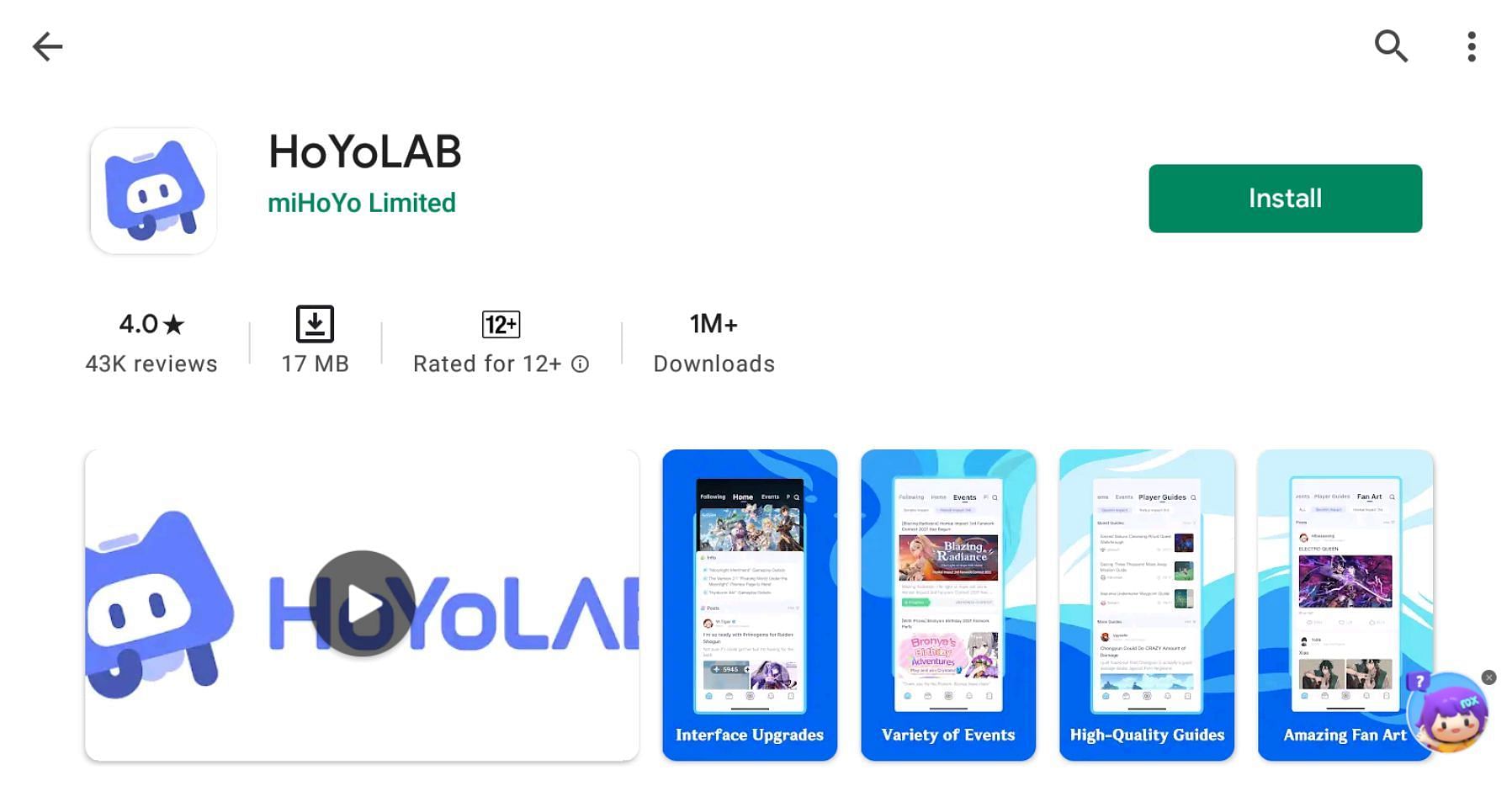 Install HoYoLAB apps by miHoYo Limited on Playstore or Appstore (Image via Playstore)