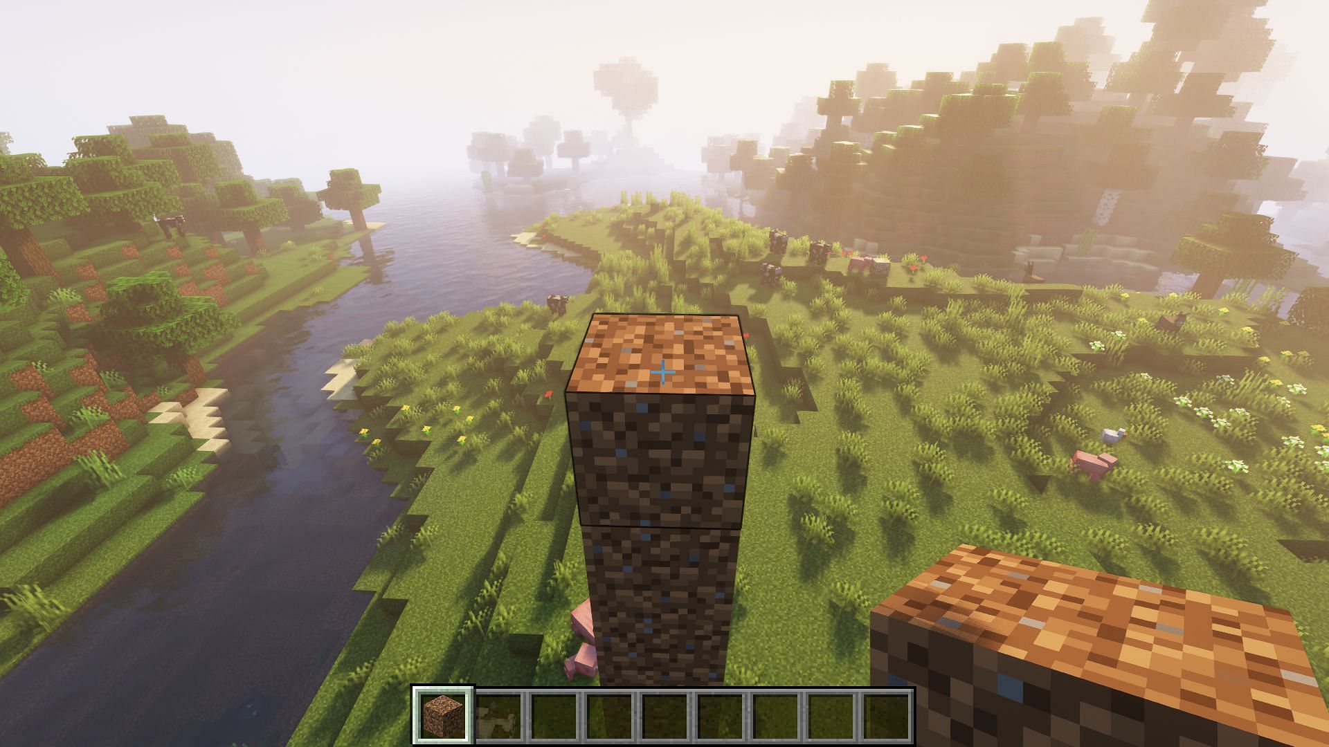 Block placing can be made easier using this mod (Image via Minecraft)