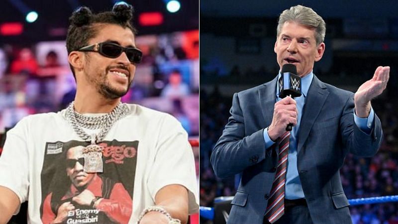 Bad Bunny (left); Vince McMahon (right)
