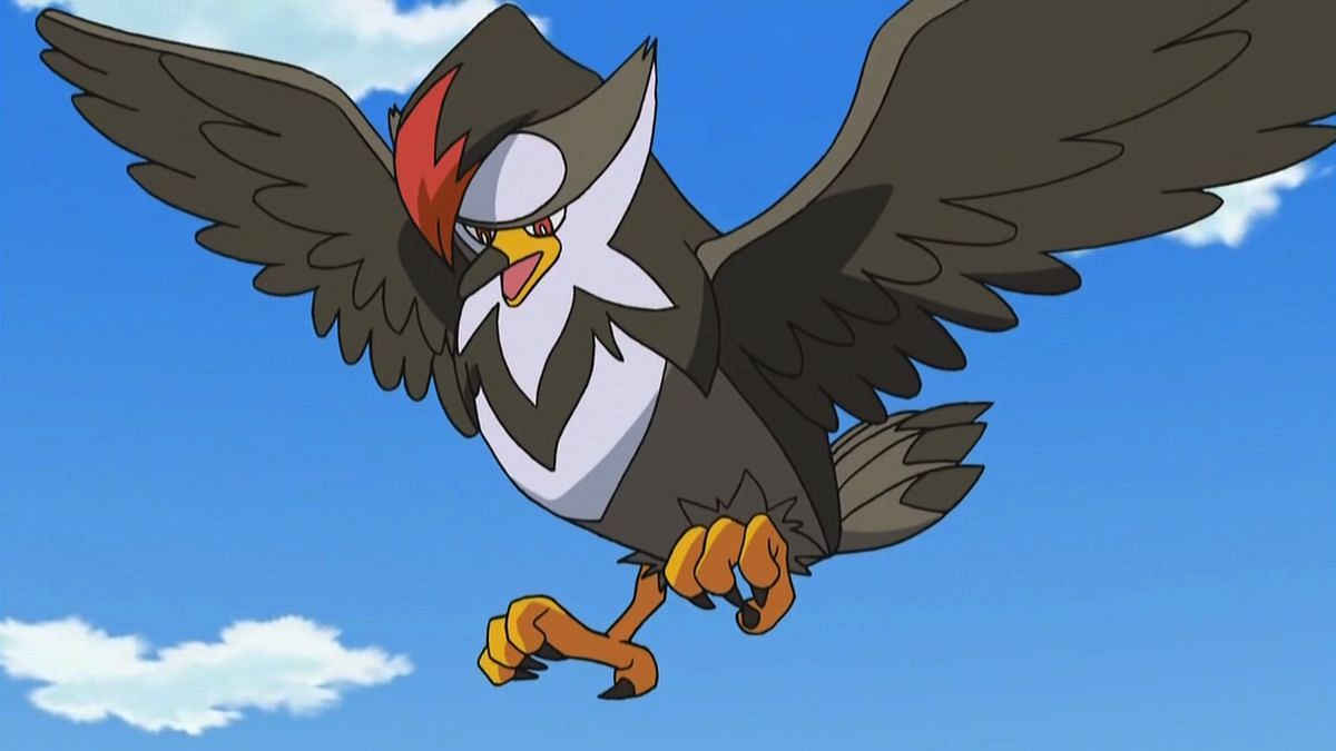 Ash&#039;s Staraptor in the anime (Image via The Pokemon Company)