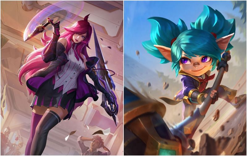 Katarina and Poppy get new Battle Academia skins (Images via Riot Games)
