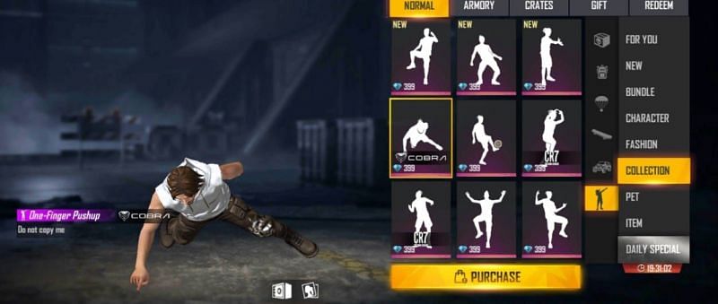 One-Finger Pushup emote (Image via Free Fire)