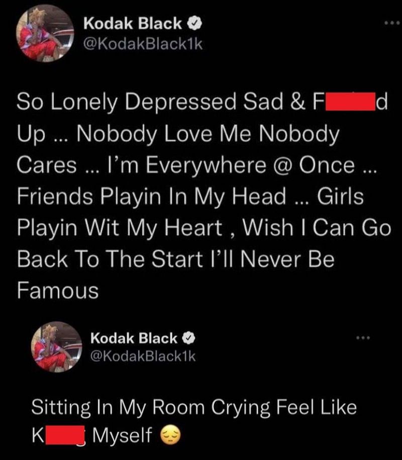 The suicidal tweets (Image via Kodak Black/ Twitter)