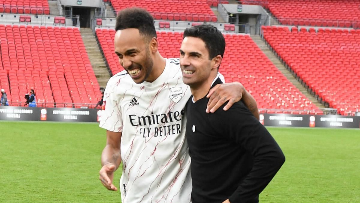 Pierre-Emerick Aubameyang and Mikel Arteta