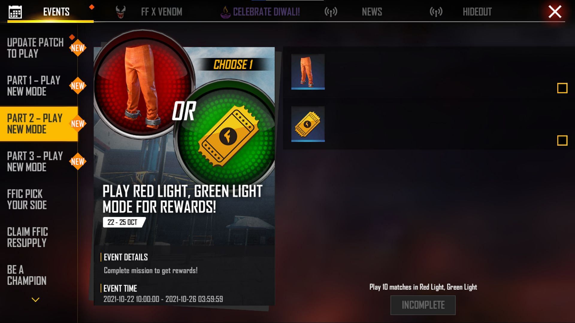 They can select the cosmetic items at each stage to get the complete bundle (Image via Free Fire)