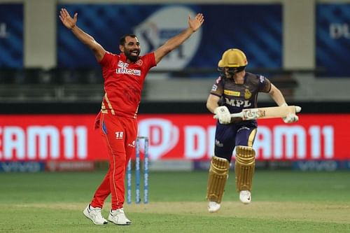 Mohammed Shami appeals for Eoin Morgan's wicket. Pic: IPLT20.COM