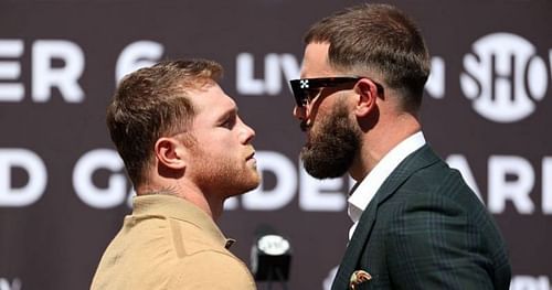 Canelo Alvarez and Caleb Plant face-off