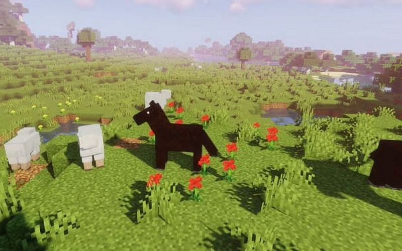 Many mobs can spawn in a plains biome. (Image via Minecraft)
