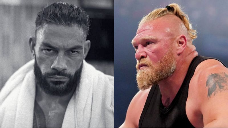 Roman Reigns (left) and Brock Lesnar (right)