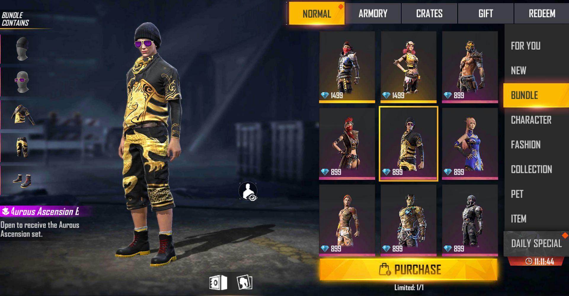 The Aurous Ascension Bundle (Image via Free Fire MAX)