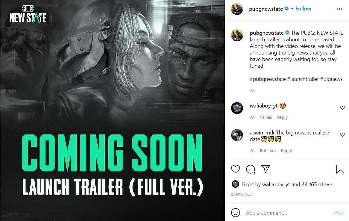 Developers recently mentioned about PUBG New State&#039;s launch trailer (Image via Instagram)