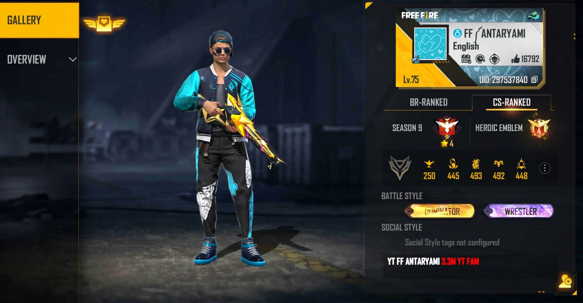 This is FF Antaryami&#039;s ID (Image via Free Fire)