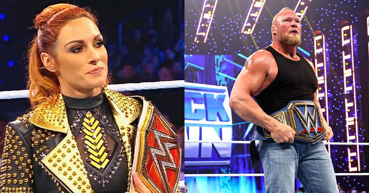 Becky Lynch and Brock Lesnar on WWE SmackDown.