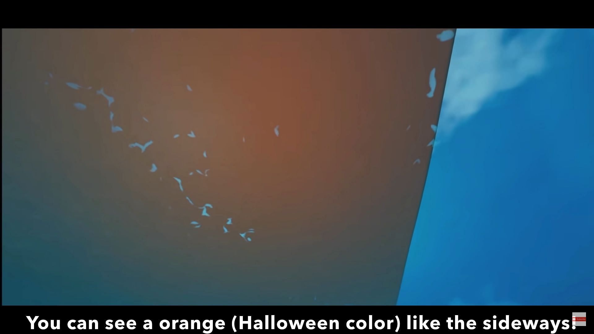 When viewed from underneath the shadows are orange (Image via Axomious/YouTube)