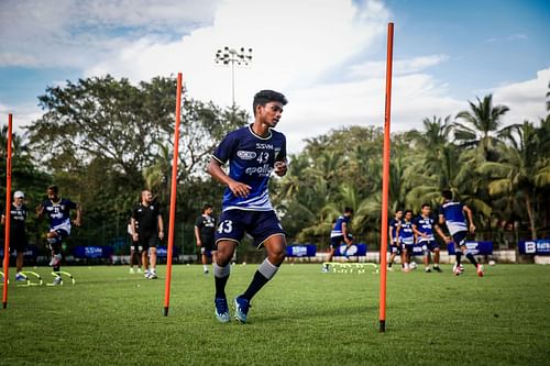 Young footballer Balaji Ganesan during a training session with Chennaiyin FC. (PC: Chennaiyin FC)