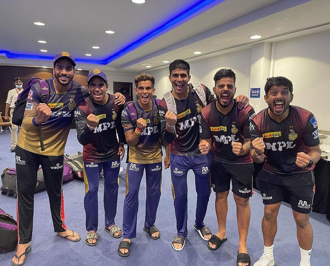 KKR players after their win against DC in second qualifier. (Image: KKR Twitter)