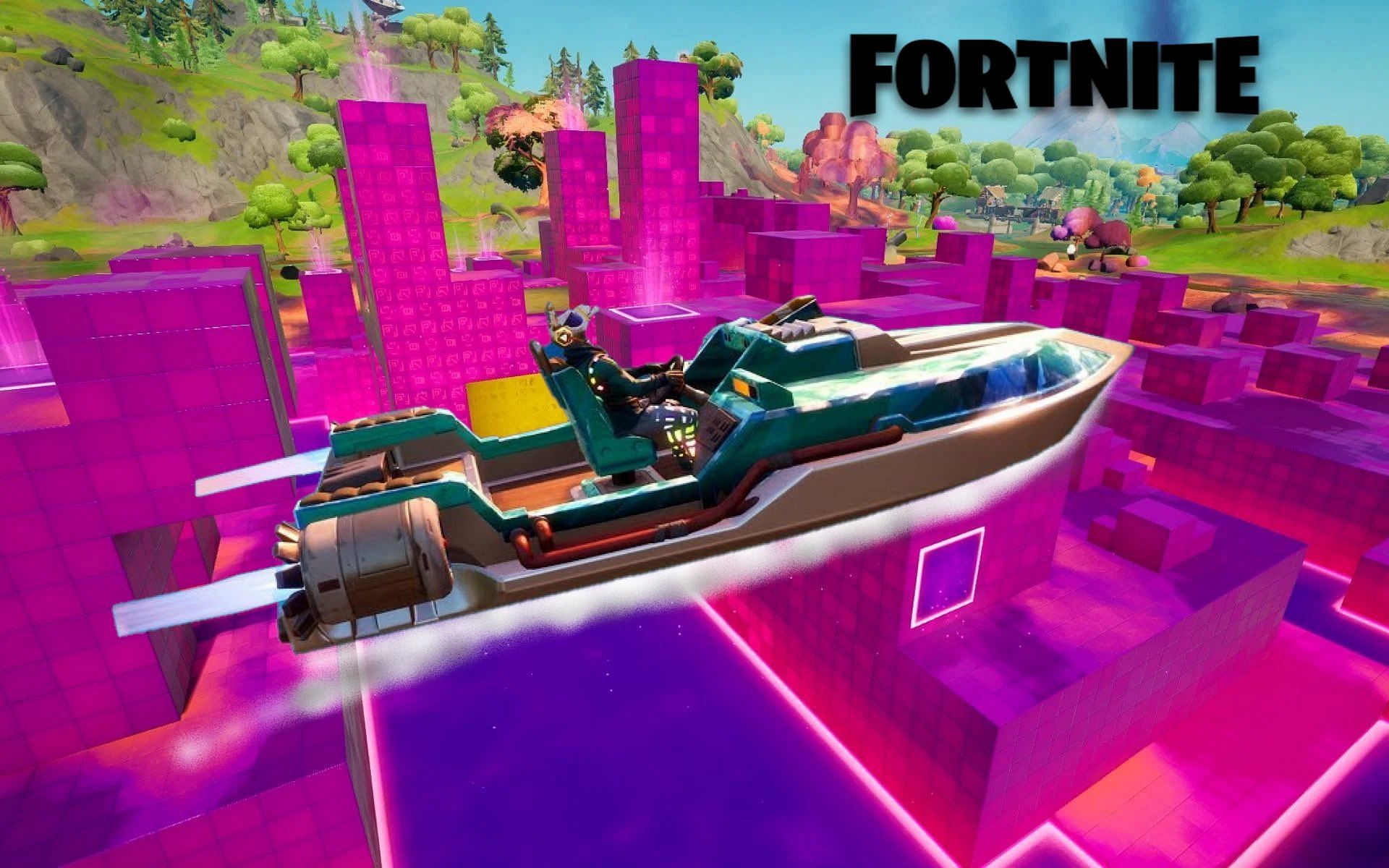 A glitch in Fortnite Chapter 2 Season 8 is causing gamers to get trapped beneath Cube Town (Image via Sportskeeda)